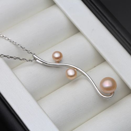 QIXIZHUYAN Elegant Freshwater Pearl Pendant - 925 Silver Necklace