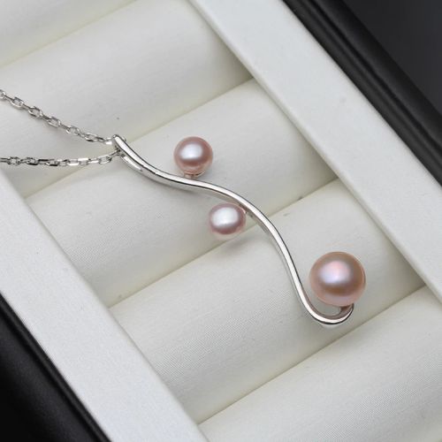 QIXIZHUYAN Elegant Freshwater Pearl Pendant - 925 Silver Necklace - purple pearl