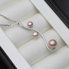 QIXIZHUYAN Elegant Freshwater Pearl Pendant - 925 Silver Necklace