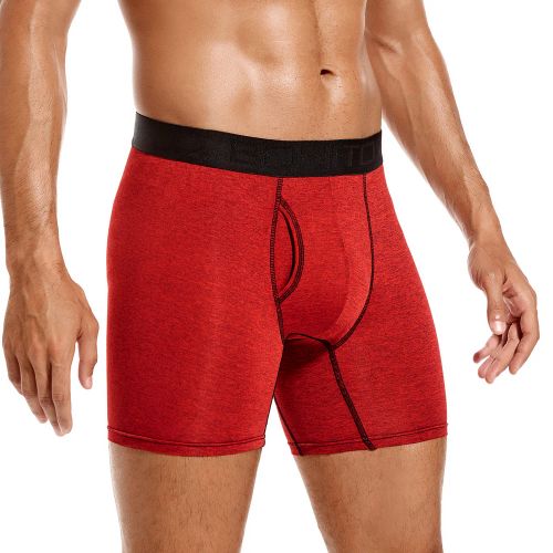 Comfortable Boxer Shorts - Breathable Cotton Blend Underwear - B21 Red / M