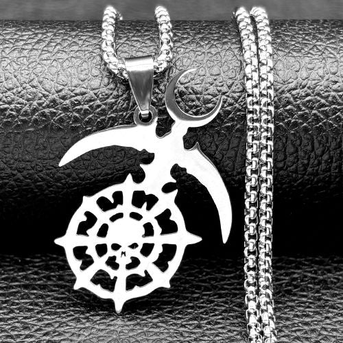 Slaanesh Penda Stainless Steel Long Necklace Gold Color Army Cospley Dark EldarPin Patch Necklace Jewelry N2694S03