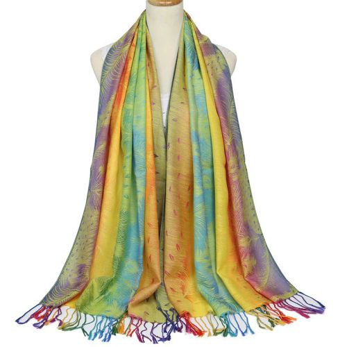 LMLAVEN Colourful Ethnic Jacquard Scarf - Warm Multifunctional Stole - 02