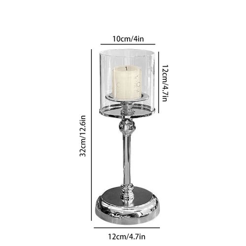 Aihem Retro Metal & Glass Candle Holder for Elegant Home Decoration - Silver M