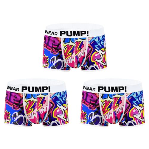 Men Underwear Boxershorts Cotton Low Waist Fun Design MP225 - 3MP225-WH / XXL