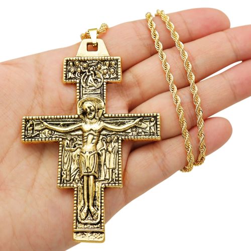 RechicGu Vintage Gold Cross Necklace - Faith-Inspired Elegance - Necklace RetroGold