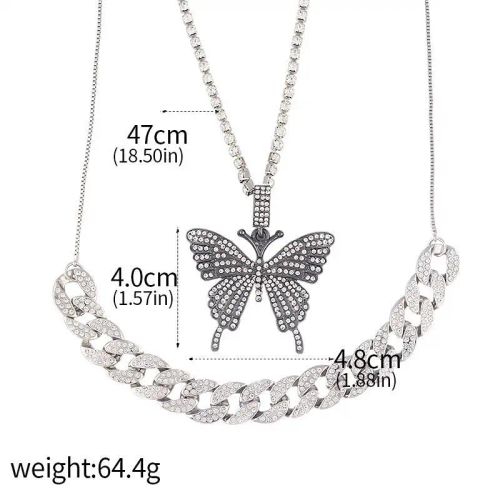 Big Butterfly Pendant Necklace - Fashionable Zinc Alloy Accessory
