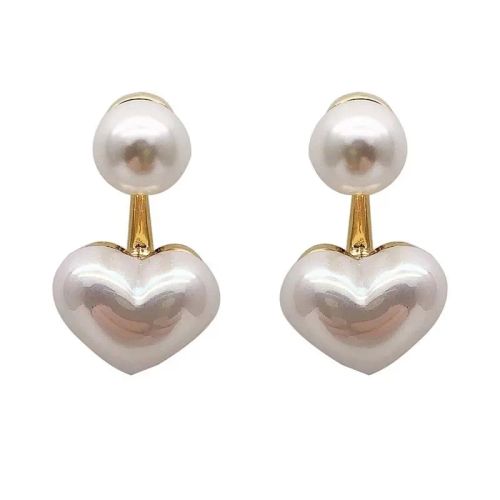 Elegant Heart Pendant Pearl Necklace - Affordable Sophistication - earrings