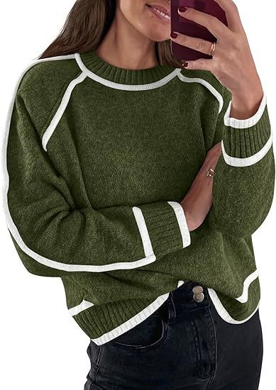 Women's Sweater Round Neck Multicolor Pullover Knitting