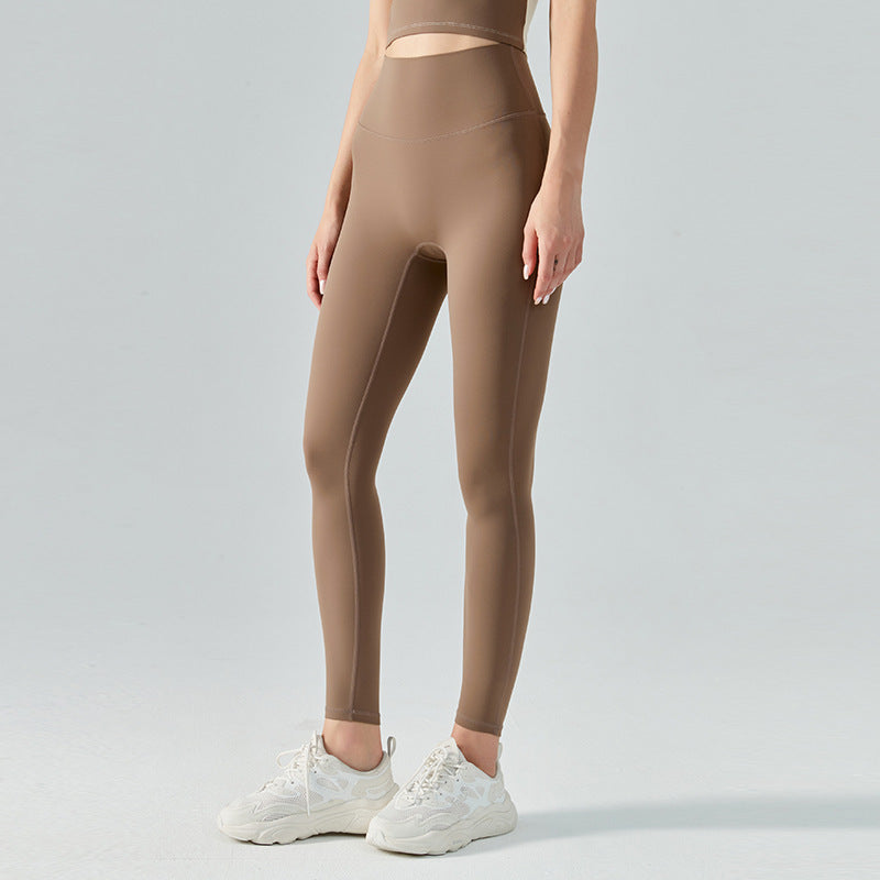 Nude Feel High Waist Belly Contracting Yoga Pants Double-sided Brushed Fitness