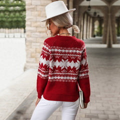 Women Knitted Christmas Snowflake Jumper