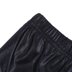 Portuguese Glossy Leggings Black Skinny Elastic Thin Cropped Pants