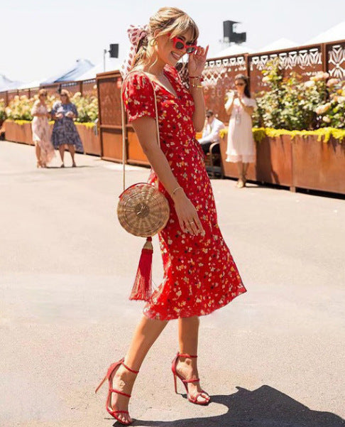 Summer New Women's Cherry Print Dress
