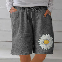 Women's Cotton And Linen Plus Size Elastic Casual Printed Shorts