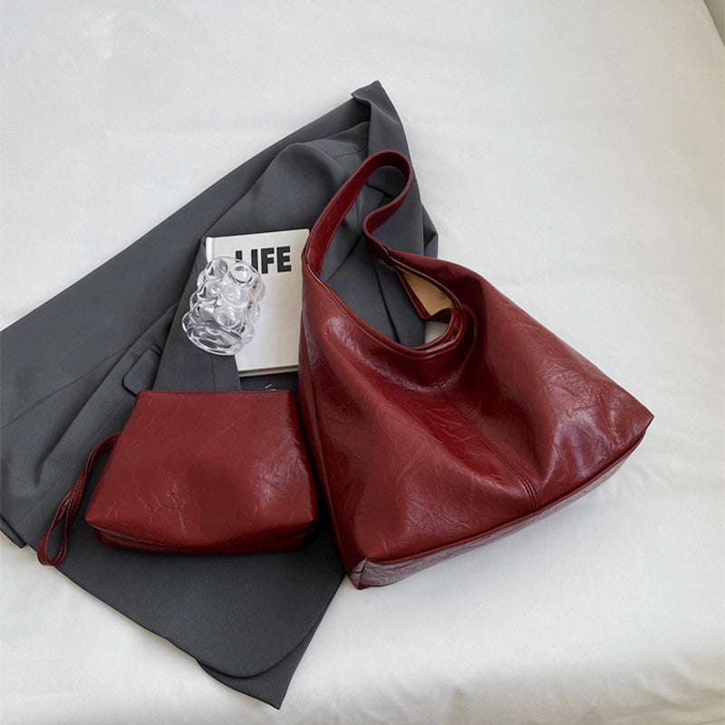 2pcs Composite Bag Fashion Shoulder Bag With Clutch Bag Casual Commuting Large Capacity Hobo Tote Bags Women - Clothing