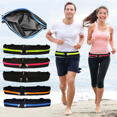 Sports Waist Bag With Double Pocket Slim Zip Running Phone Belt Bags - Clothing
