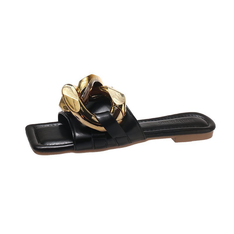 Flat-bottomed Candy Color Metal Chain Sandals