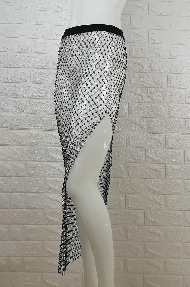 Nightclub Prom Fishing Mesh Water Diamond Skirt