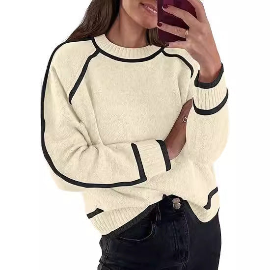 Women's Sweater Round Neck Multicolor Pullover Knitting