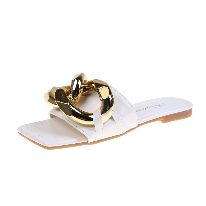 Net Red Metal Chain Sandals For Women's Outer Wear