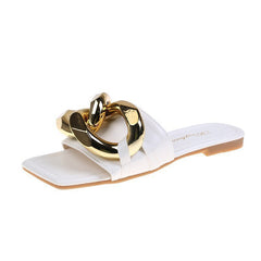 Net Red Metal Chain Sandals For Women's Outer Wear