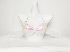 Mermaid Sequined Shell Bikini Top Bra