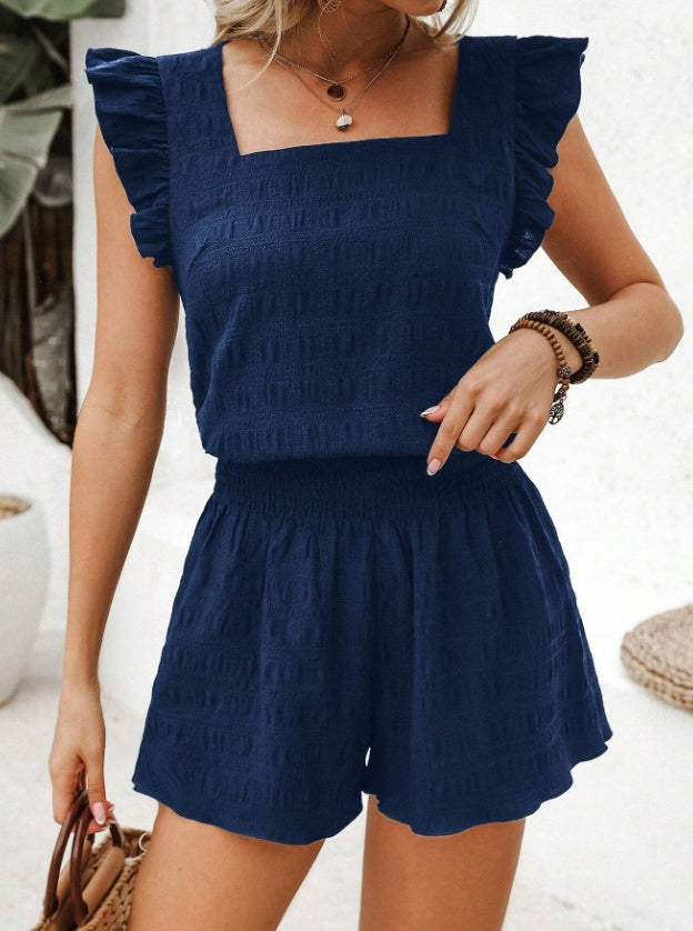 Summer Casual Square Neck Women's Suit