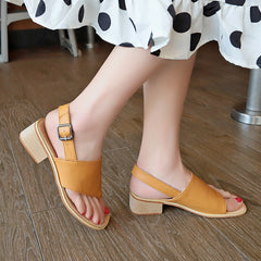 Large Size Sandals Women's Thick Heel Thong Belt Buckle Sandals