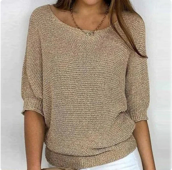 Solid Color Round Neck Sweater Women's