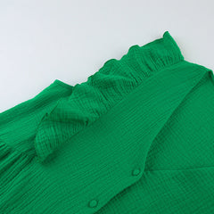 Nightdress Sleeveless Ruffled One-piece Pajamas Double-layer Gauze Home Female Dress
