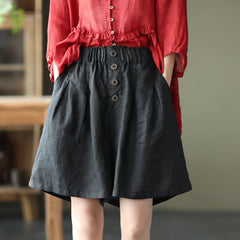 New Women's Literature Retro Cotton Linen Casual Loose Shorts
