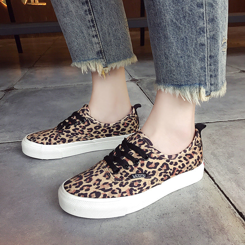 New Leopard Print Canvas Shoes Women's Casual Sports Shoes