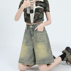 Women's Fashion Casual Retro Washed Denim Shorts