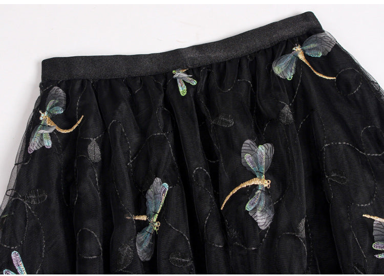 Three-dimensional Dragonfly Skirt Female High Waist Big Swing Fairy Net Yarn