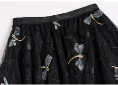 Three-dimensional Dragonfly Skirt Female High Waist Big Swing Fairy Net Yarn