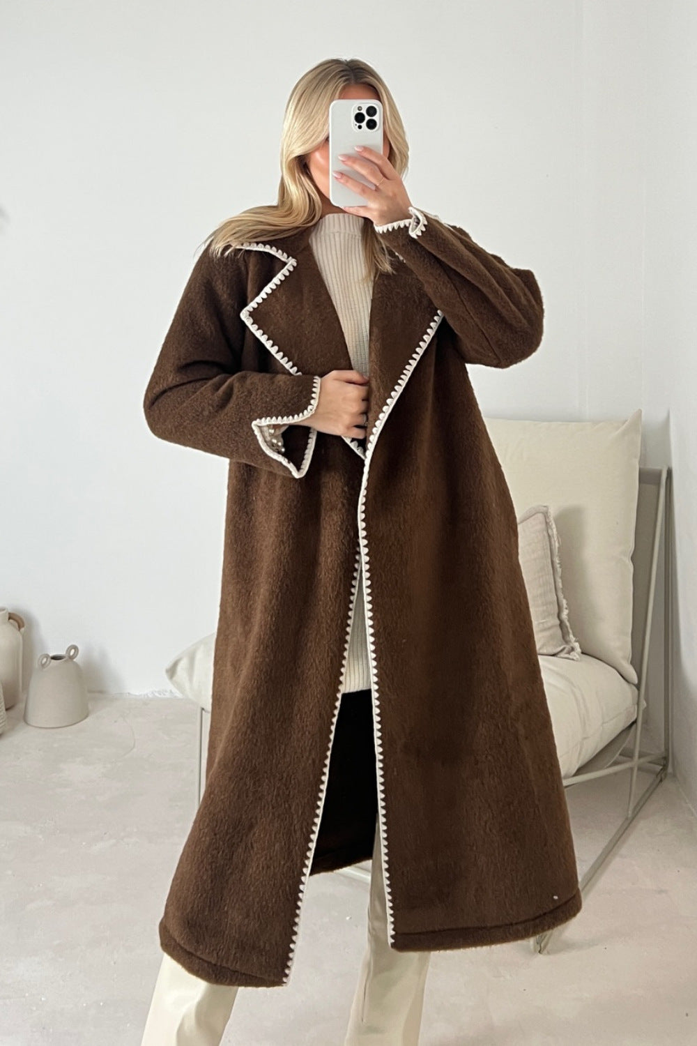 Women's Hook Edge Reversible Woolen Coat