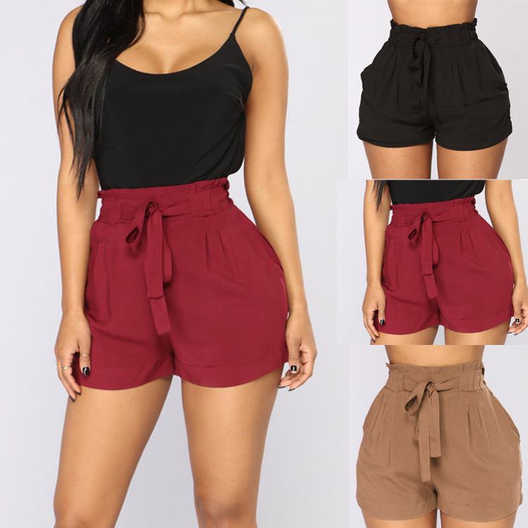 Summer Ruffled A-line Shorts Beach Pants