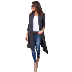 Cardigan Long Sleeve Loose Oversized Jacket Women’s Top - Dark Grey / L - Hat