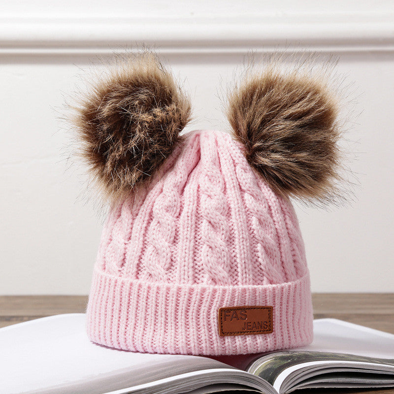 Baby Ear Caps Children’s Raccoon Fur Caps - Pink - Hat