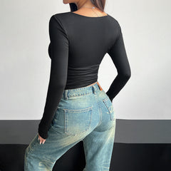 Pullover Tight Casual Fashion Tops Women - Clothing