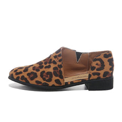 Large Size Women's Shoes Leopard Print Side Hollow Pointed Toe Shoes