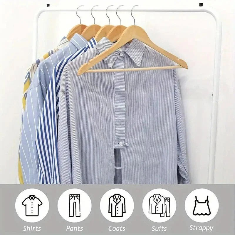 30x Wooden Coat Hangers with Trouser Bars – Clothes & Suit Hangers UK