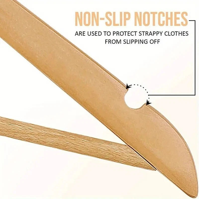 30x Wooden Coat Hangers with Trouser Bars – Clothes & Suit Hangers UK