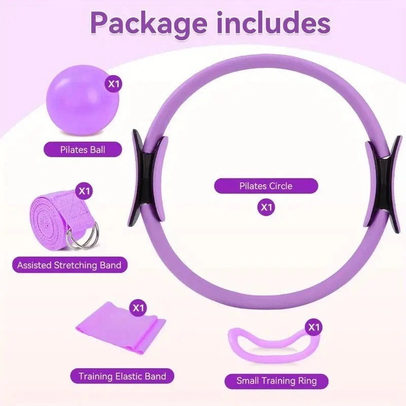 5x Pilates Fitness Set – Ring, Ball, Resistance Bands for Home Gym Workout