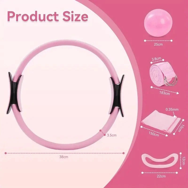 5x Pilates Fitness Set – Ring, Ball, Resistance Bands for Home Gym Workout