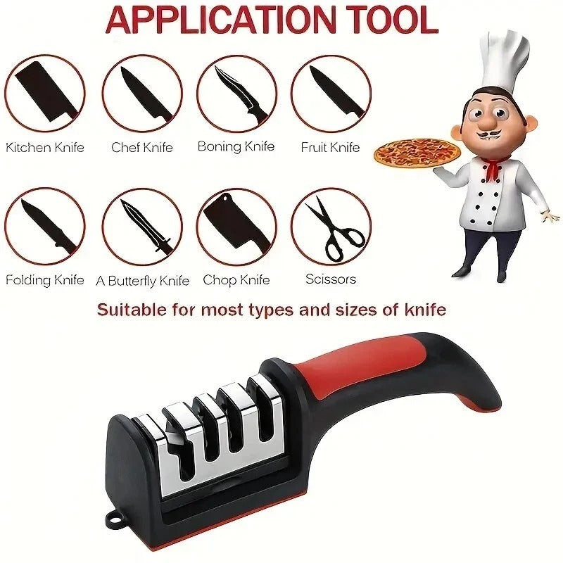 4-Stage Professional Knife Sharpener with Tungsten Steel, Diamond, and Ceramic