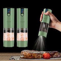 2PC Electric Salt & Pepper Grinder Set – USB Rechargeable, LCD, Adjustable