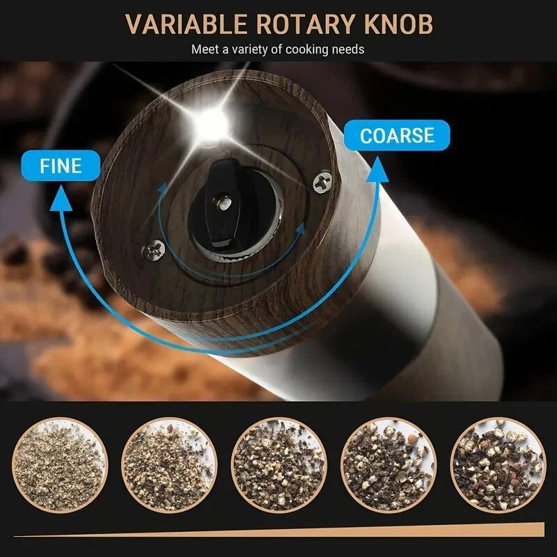 2PC Electric Salt & Pepper Grinder Set – USB Rechargeable, LCD, Adjustable