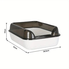 Extra Large Cat Litter Tray – High Sided Deep Pan Open Toilet Box Anti-Spill 51c
