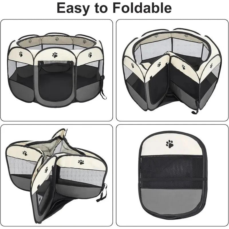 Portable Pet Playpen – Foldable Soft Crate for Dog, Cat, Rabbit, Guinea Pig