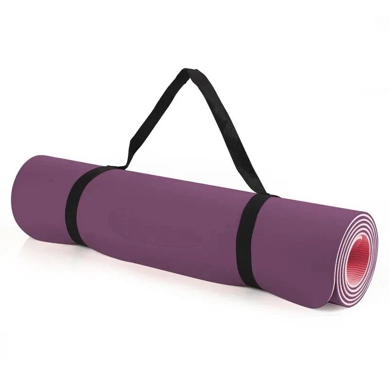 Non-Slip Yoga Mat with Strap – 183x61cm Exercise Mat for Home Gym